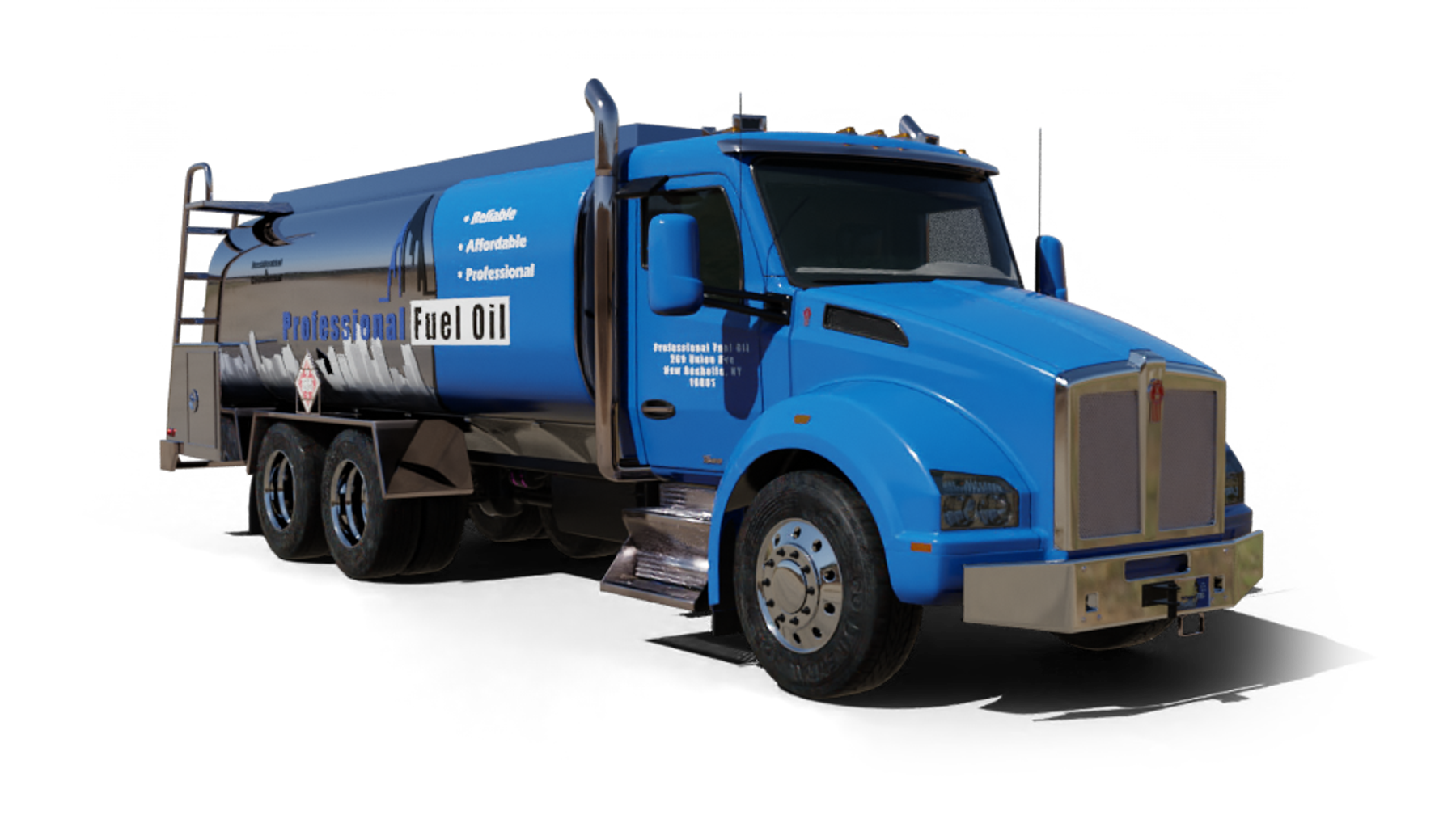 Precision Heating Heating Oil Truck Precision Heating residential home heating oil truck on Wantagh Ave in Levittown, Long Island, New York delivering fuel oil.