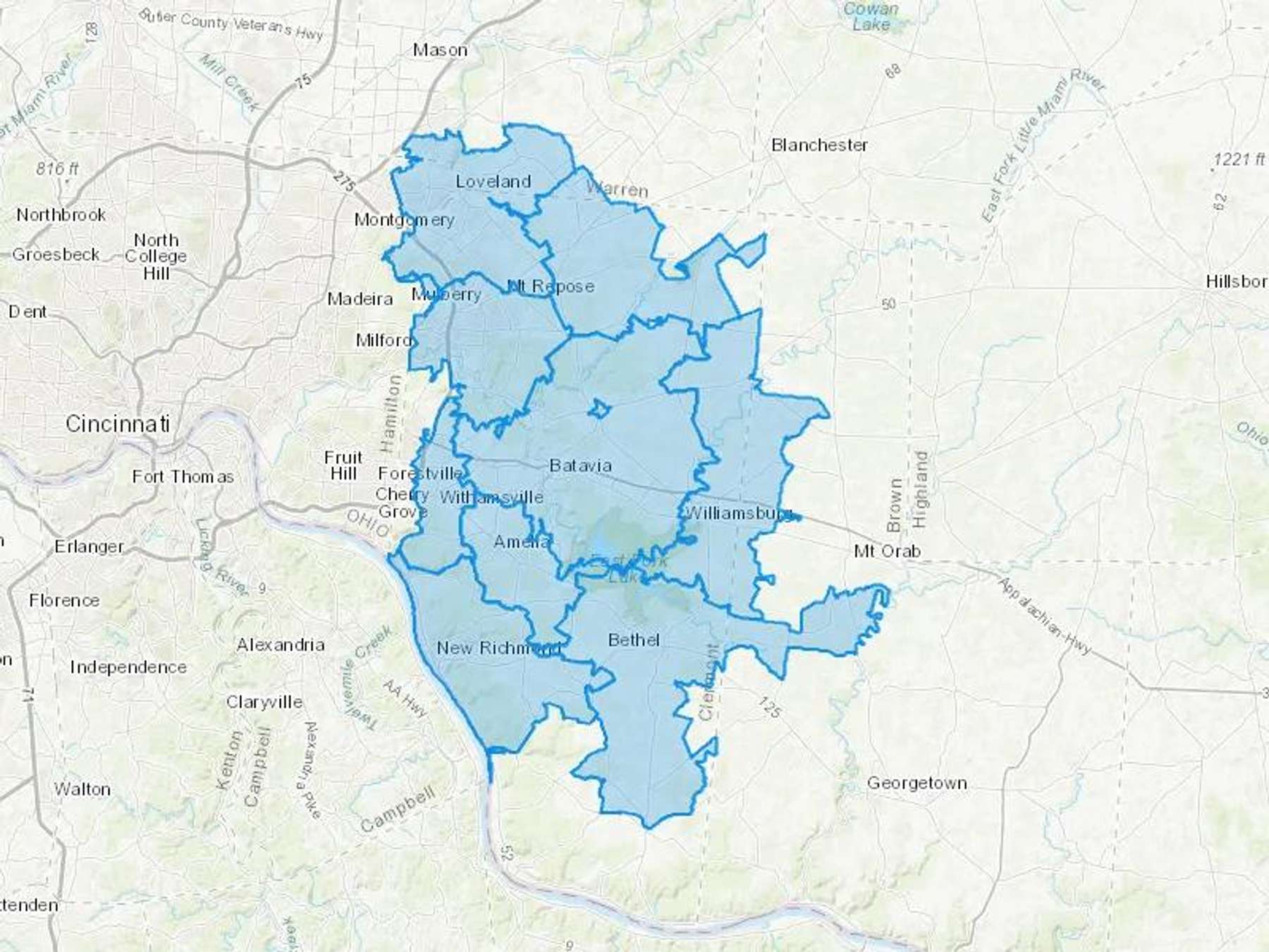 Lykins Oil Company Cash Heating Oil Delivery Map Map With The Lykins Oil Company Heating Oil Delivery Area Shaded In Blue