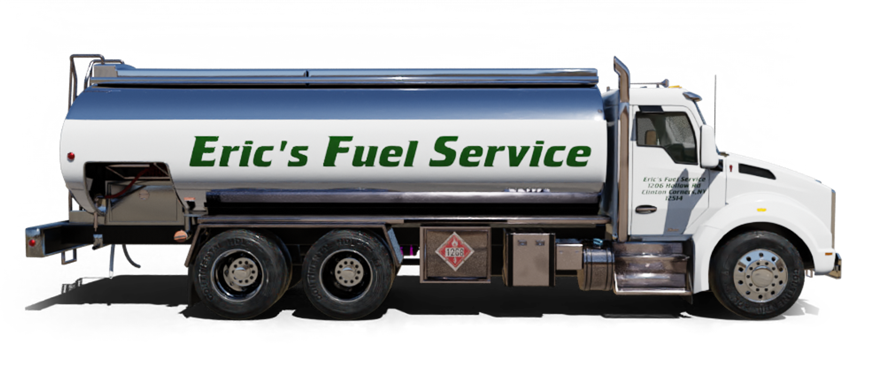 Family Heating Service Heating Oil Truck Family Heating Service residential home heating oil truck in front of the railroad overpass in Rockville Centre, Long Island, New York delivering fuel oil.