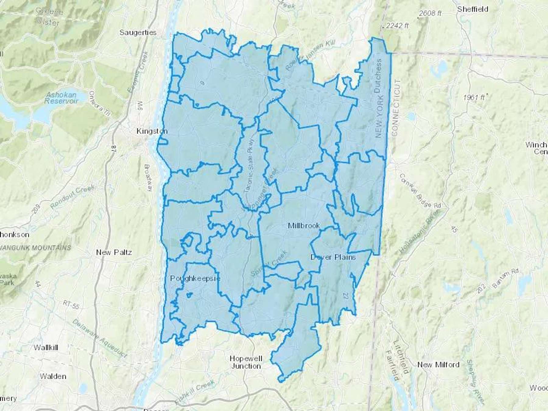 Eric's Fuel Service Inc Cash Heating Oil Delivery Map Map With The Eric's Fuel Service Inc Heating Oil Delivery Area Shaded In Blue