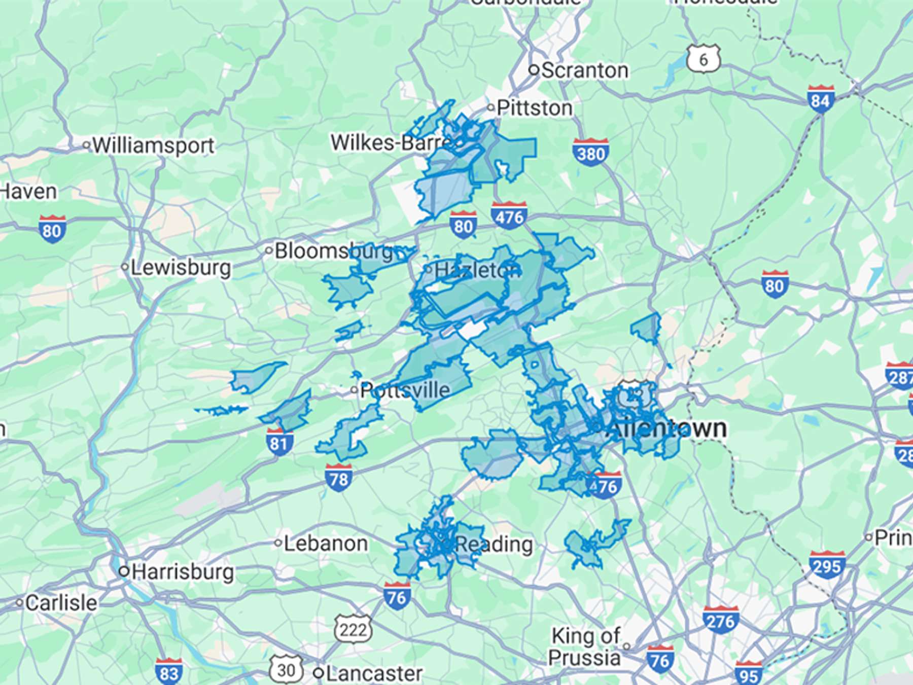 Victory Fuel Co. Cash Heating Oil Delivery Map Map With The Victory Fuel Co. Heating Oil Delivery Area Shaded In Blue