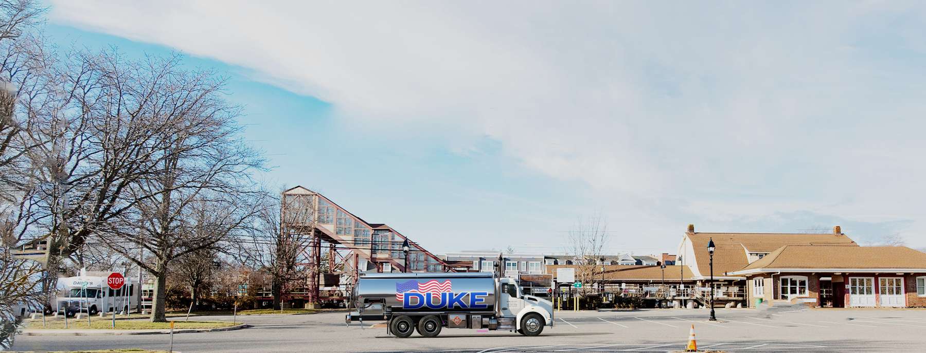 Express Fuel Heating Oil Truck Express Fuel residential home heating oil truck in the train station parking lot in Central Islip, Long Island, New York delivering fuel oil.