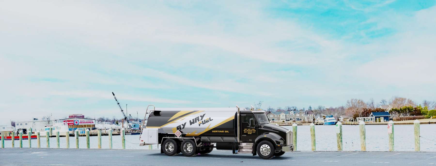 Bonilla's Fuel Heating Oil Truck Bonilla's Fuel residential home heating oil truck parked in front of station number one in Bay Shore, Long Island, New York delivering fuel oil.