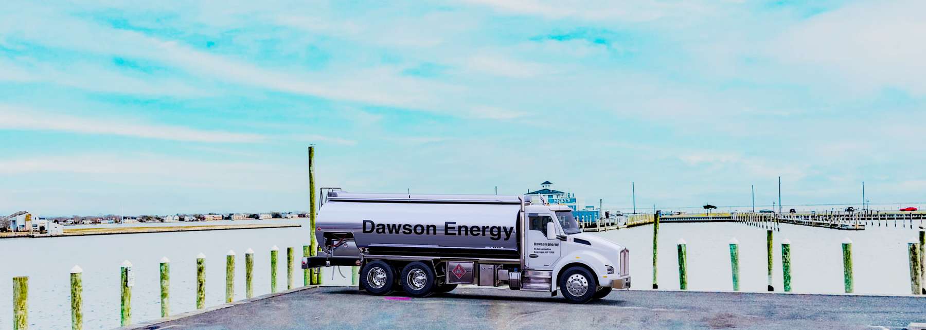 Eagle Heating Service Heating Oil Truck Eagle Heating Service residential home heating oil truck in Memorial Circle in Bethpage, Long Island, New York delivering fuel oil.