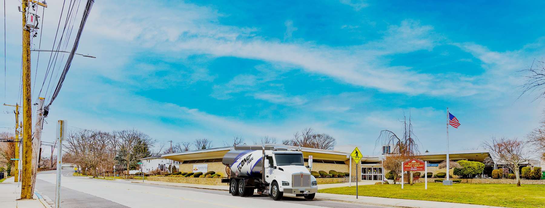 Duke Oil Heating Oil Truck Duke Oil residential home heating oil truck at the LIRR station in Bay Shore, Long Island, New York delivering fuel oil.