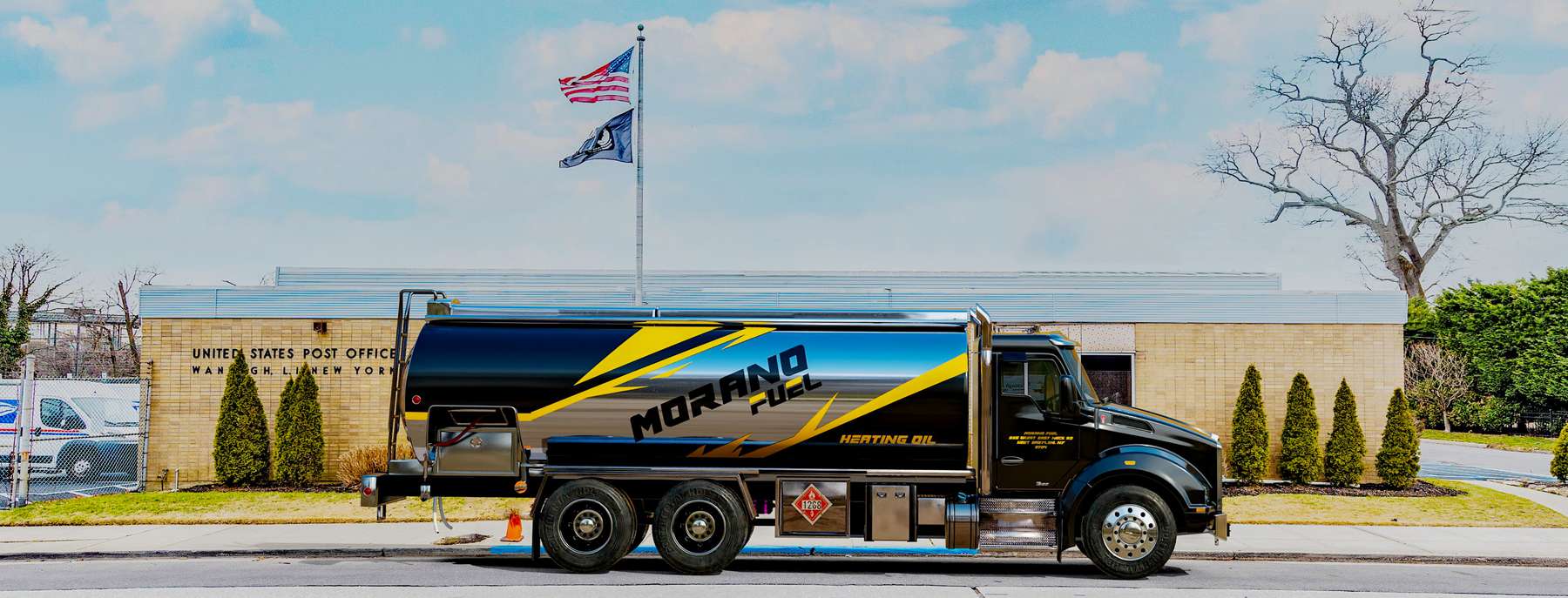 Mulry Fuel Heating Oil Truck Mulry Fuel residential home heating oil truck on a sunny afternoon parked on Coxtie Green Rd in Brentwood, Long Island, New York delivering fuel oil.