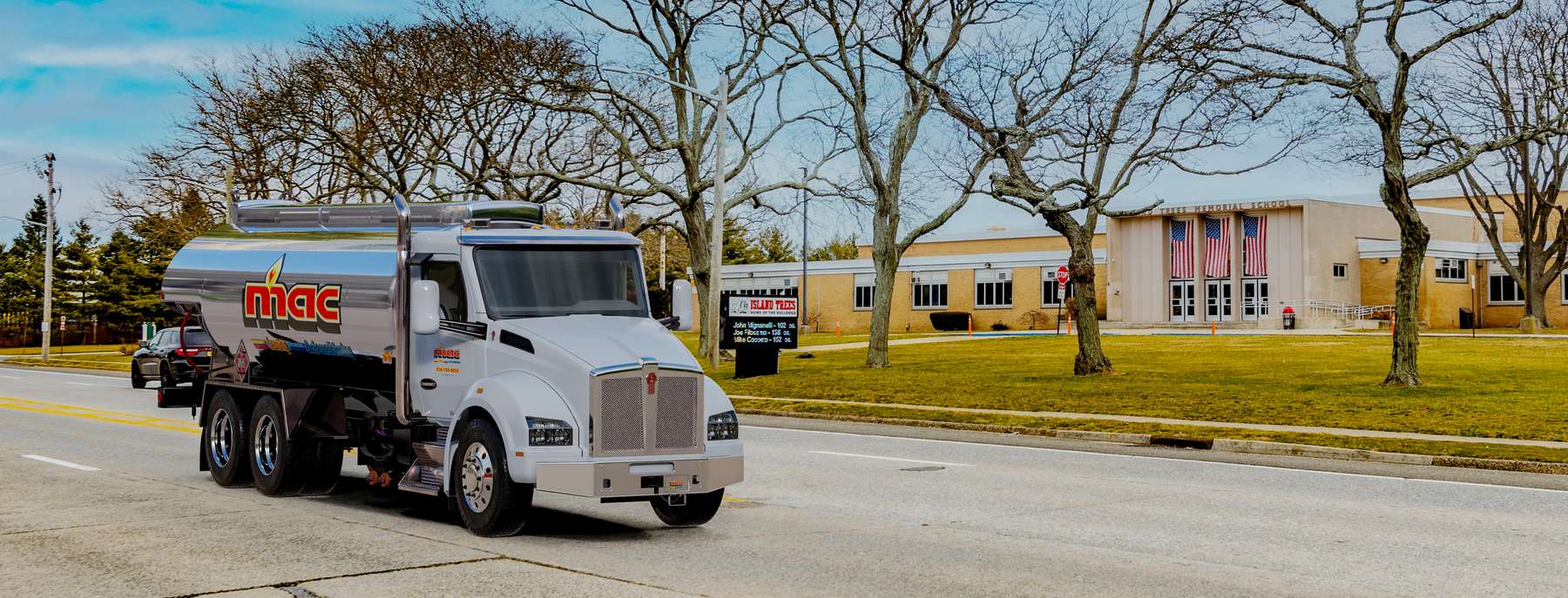 Long Island Ice & Fuel Heating Oil Truck Long Island Ice & Fuel residential home heating oil truck at the intersection of Suffolk Ave and Madison Ave in Brentwood, Long Island, New York delivering fuel oil.
