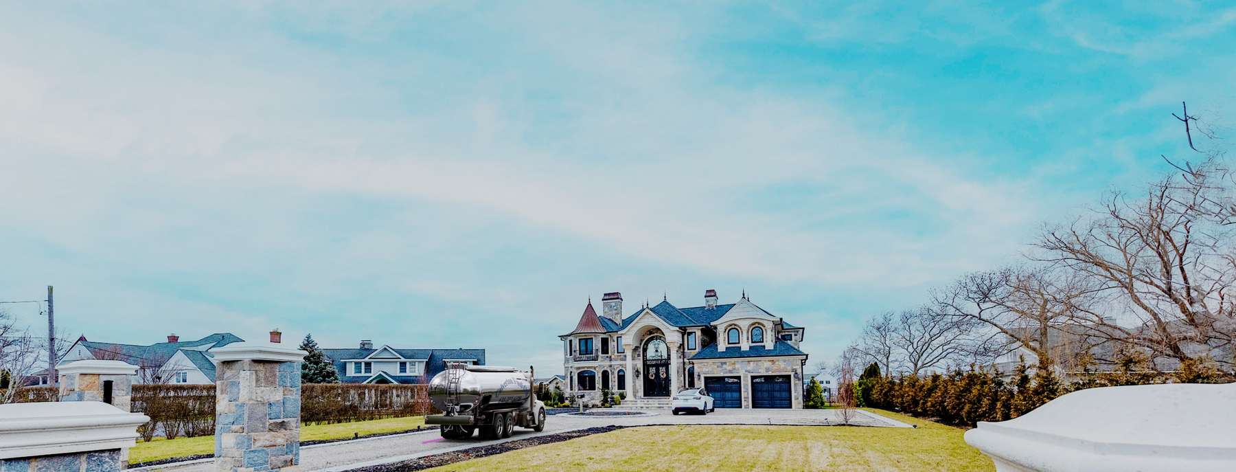 Century Petroleum Heating Oil Truck Century Petroleum residential home heating oil truck in the street outside St Kilian Parish in Farmingdale, Long Island, New York delivering fuel oil.