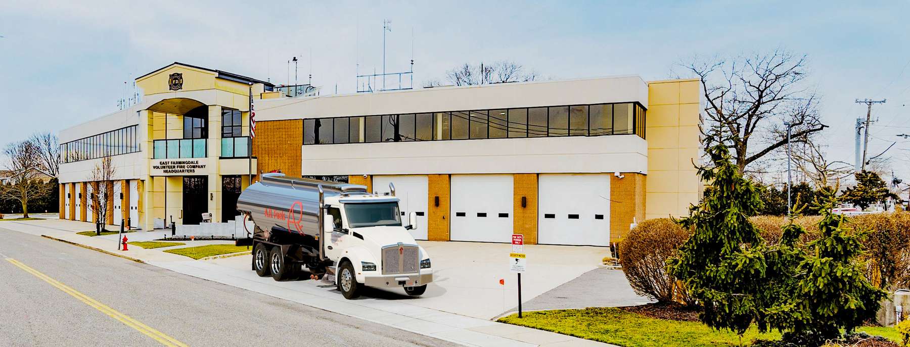 Above All Heating Oil Truck Above All residential home heating oil truck on the street outside the Ultra Fuel Station in Brentwood, Long Island, New York delivering fuel oil.