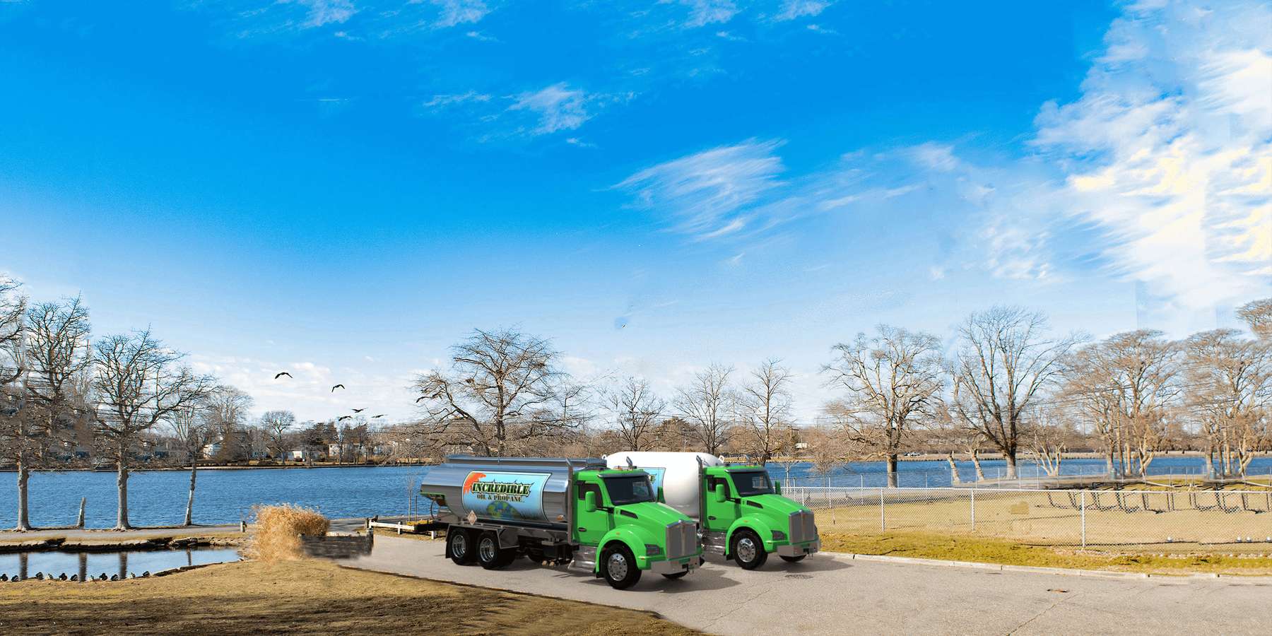 Incredible Oil Truck parked at riverside Incredible oil truck parking