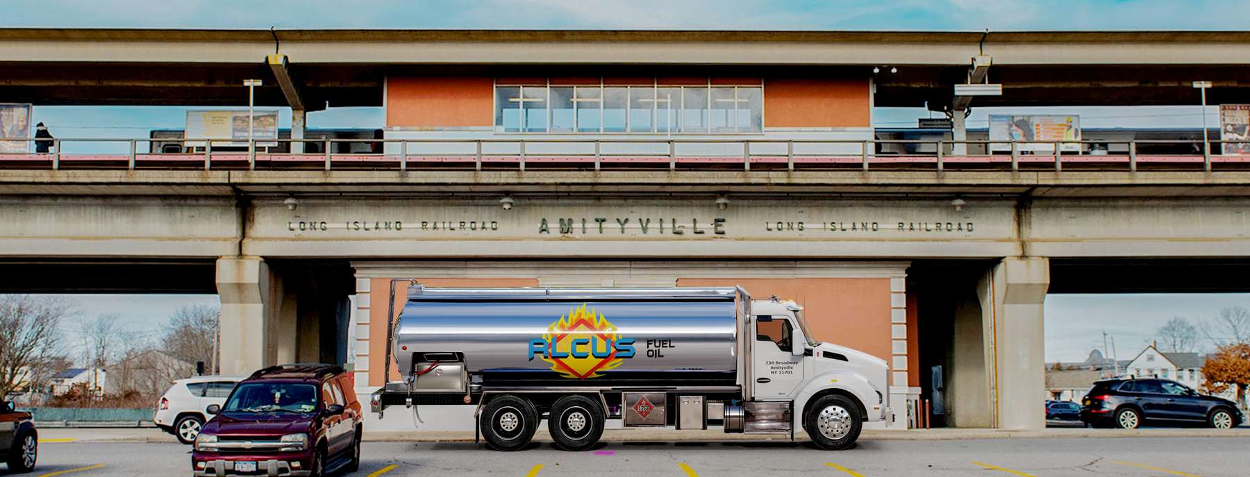 Big Al's Oil Heating Oil Truck Big Al's Oil residential home heating oil truck downtown in Rockville Centre, Long Island, New York delivering fuel oil.