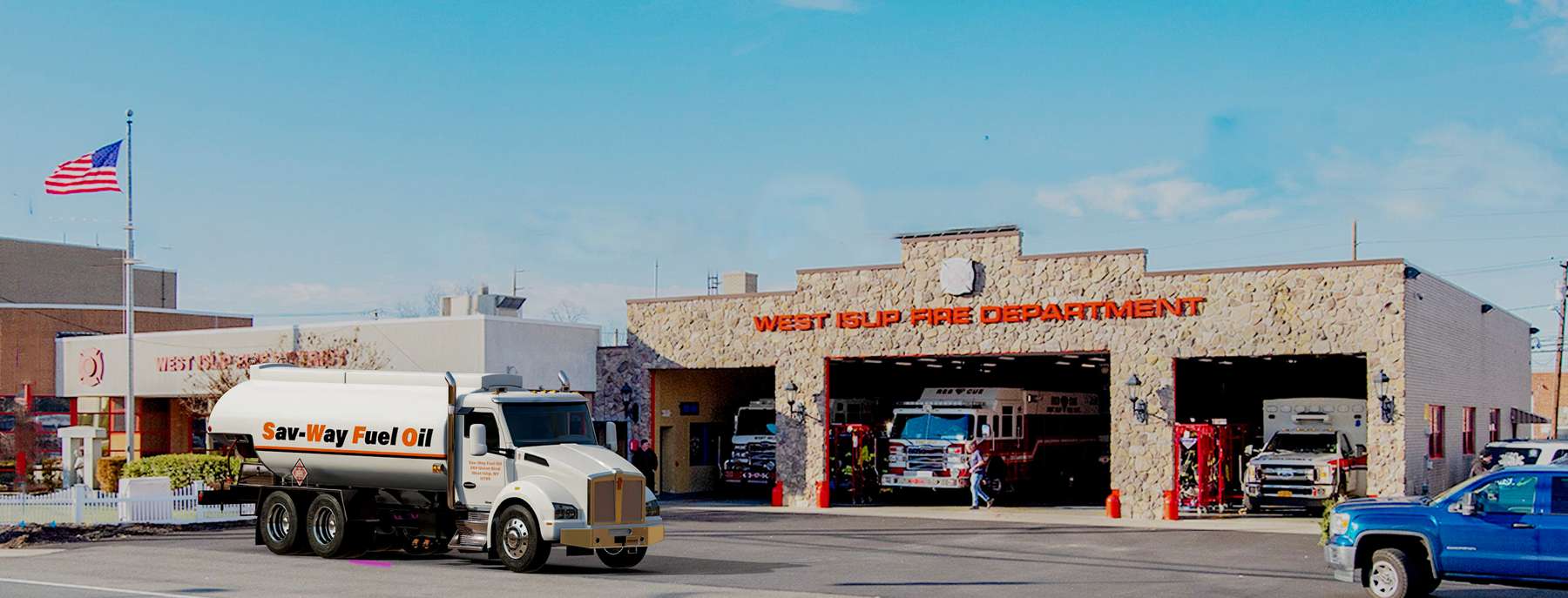 S & T Fuel Heating Oil Truck S & T Fuel residential home heating oil truck on a clear afternoon in Holbrook, Long Island, New York delivering fuel oil.