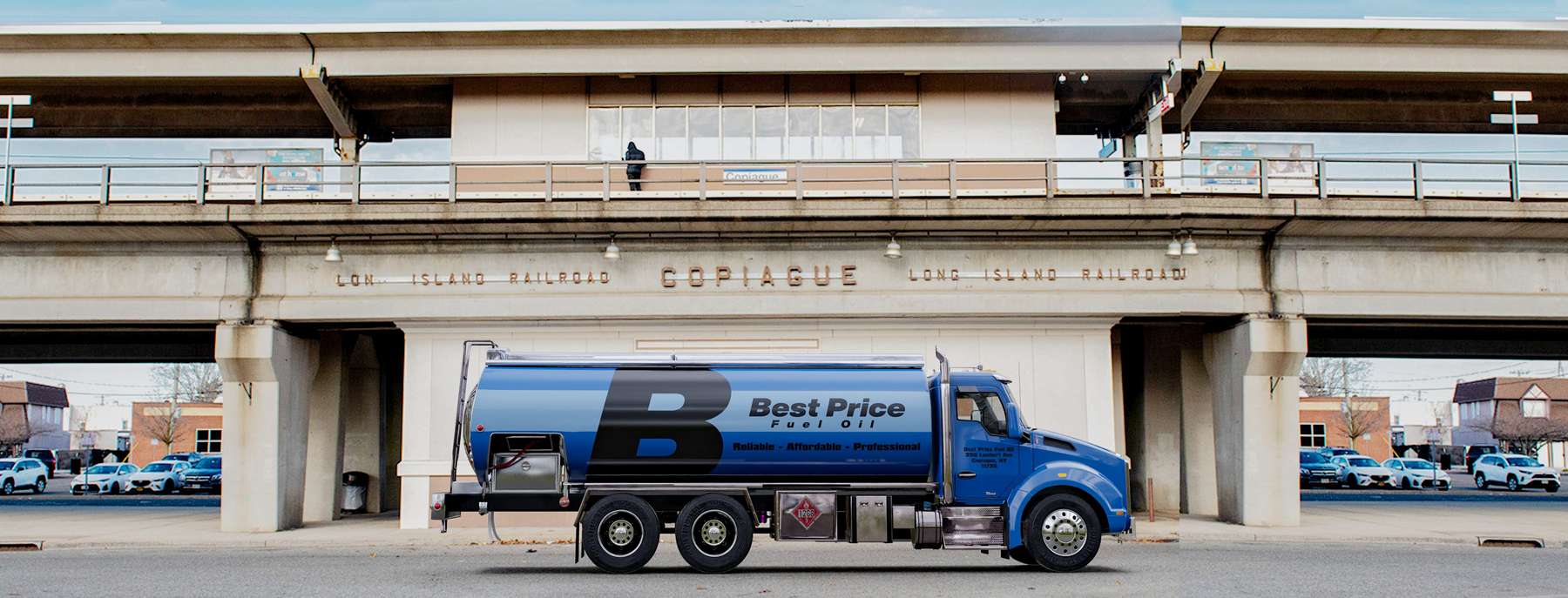 Best Price Fuel Oil Heating Oil Truck Best Price Fuel Oil residential home heating oil truck parked in the drop off lot in Copiague, Long Island, New York delivering fuel oil.