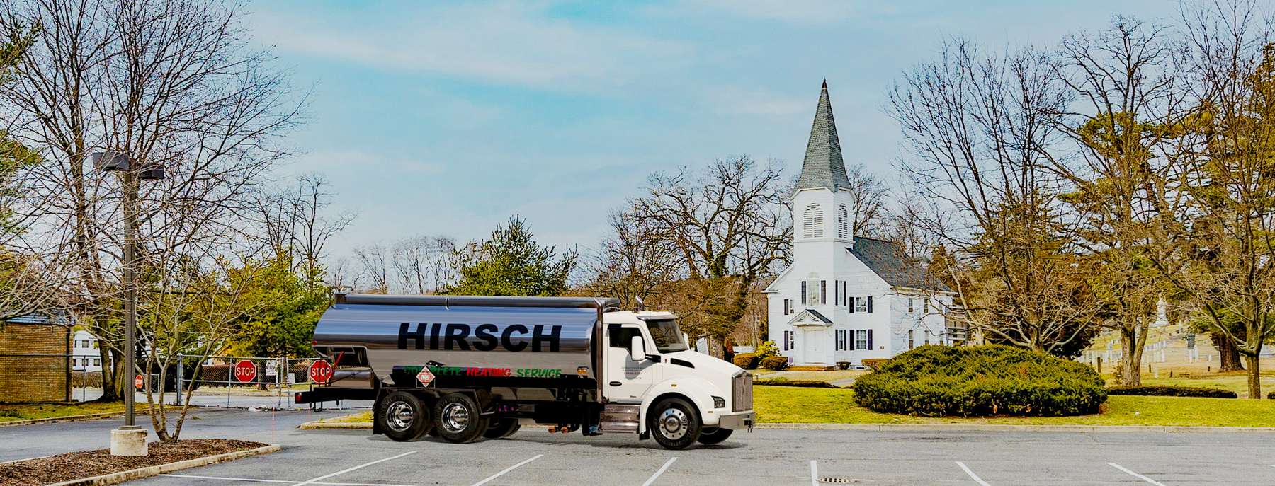 Hirsch Fuels Heating Oil Truck Hirsch Fuels residential home heating oil truck parket in the Townline Road parking Lot in Hauppauge, Long Island, New York delivering fuel oil.