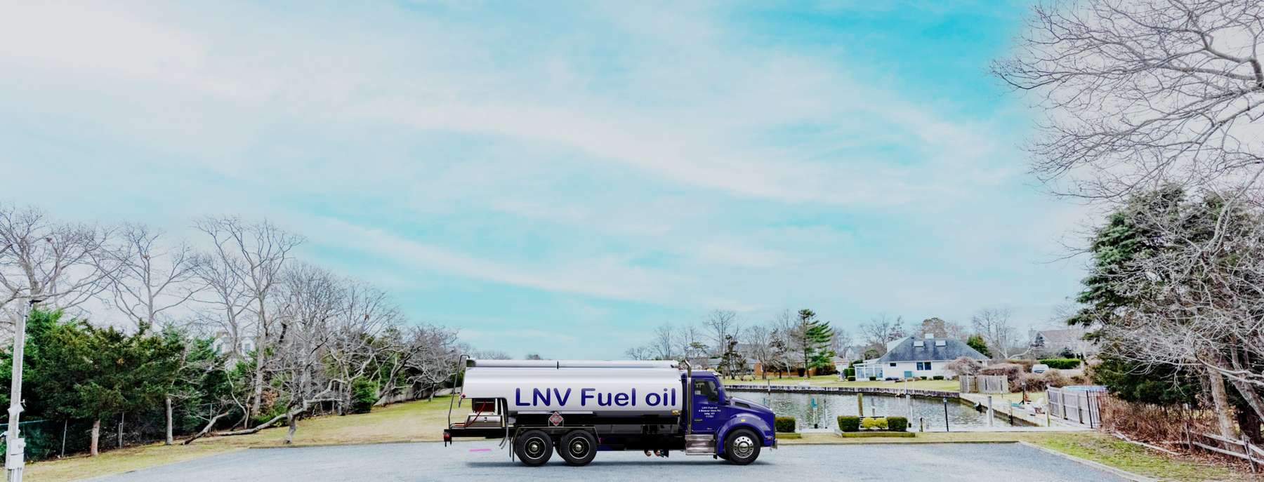 Forever Green Discount Fuel Heating Oil Truck Forever Green Discount Fuel residential home heating oil truck parked in the suburbs in Oceanside, Long Island, New York delivering fuel oil.