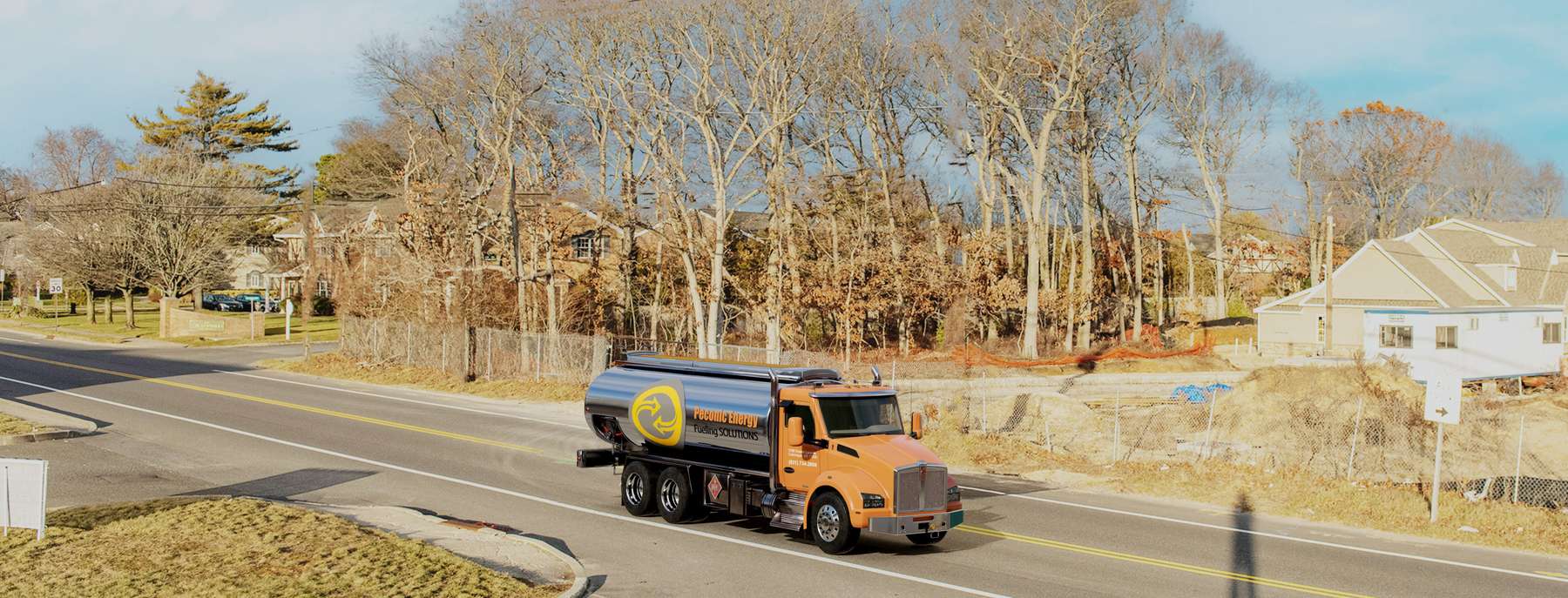 Petro Inc Heating Oil Truck Petro Inc residential home heating oil truck in front of the LIRR station in Lindenhurst, Long Island, New York delivering fuel oil.