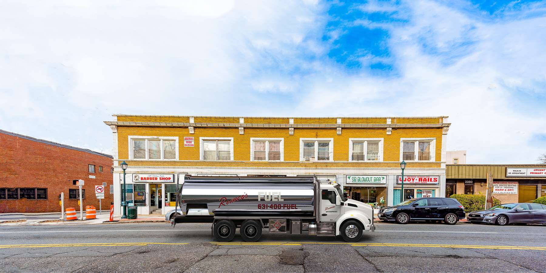 Royal Fuel Oil Heating Oil Truck Royal Fuel Oil residential home heating oil truck at the LIRR station in Lindenhurst, Long Island, New York delivering fuel oil.