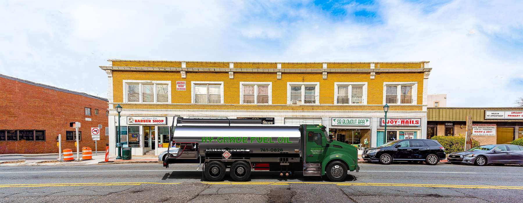 Rising Tide Fuel Heating Oil Truck Rising Tide Fuel residential home heating oil truck at the Long Island RR terminal in Amityville, Long Island, New York delivering fuel oil.