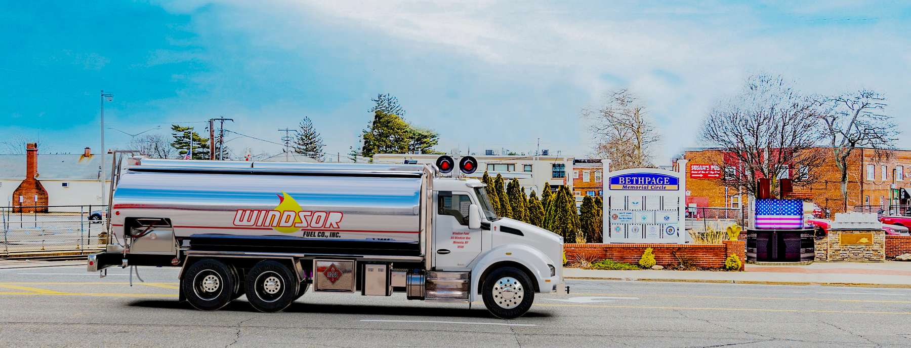 Z&S Fuel & Service Heating Oil Truck  Z&S Fuel & Service residential home heating oil truck parked in front of a gray house in Huntington, Long Island, New York delivering fuel oil.