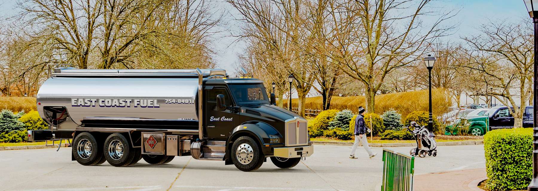 Eklund Park Utilities Heating Oil Truck  Eklund Park Utilities residential home heating oil truck at the intersection of Plainview Road and the Seaford Oyster Bay Expressway in Bethpage, Long Island, New York delivering fuel oil.