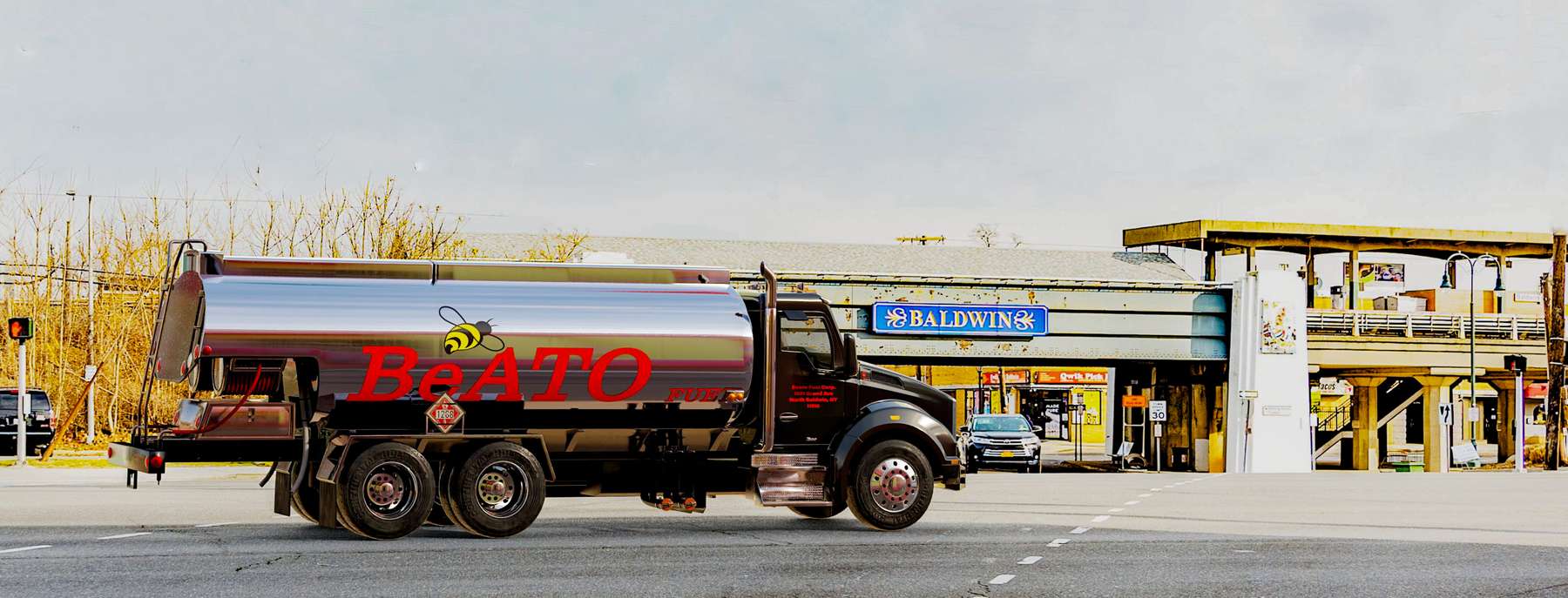 B & R Oil Heating Oil Truck B & R Oil residential home heating oil truck downtown in Oceanside, Long Island, New York delivering fuel oil.