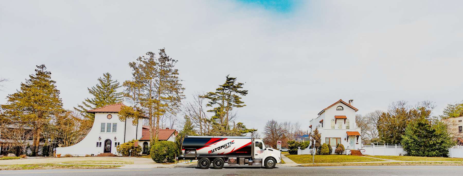 Automatic Heat Services Heating Oil Truck Automatic Heat Services residential home heating oil truck parked on Garden Street in Baldwin, Long Island, New York delivering fuel oil.