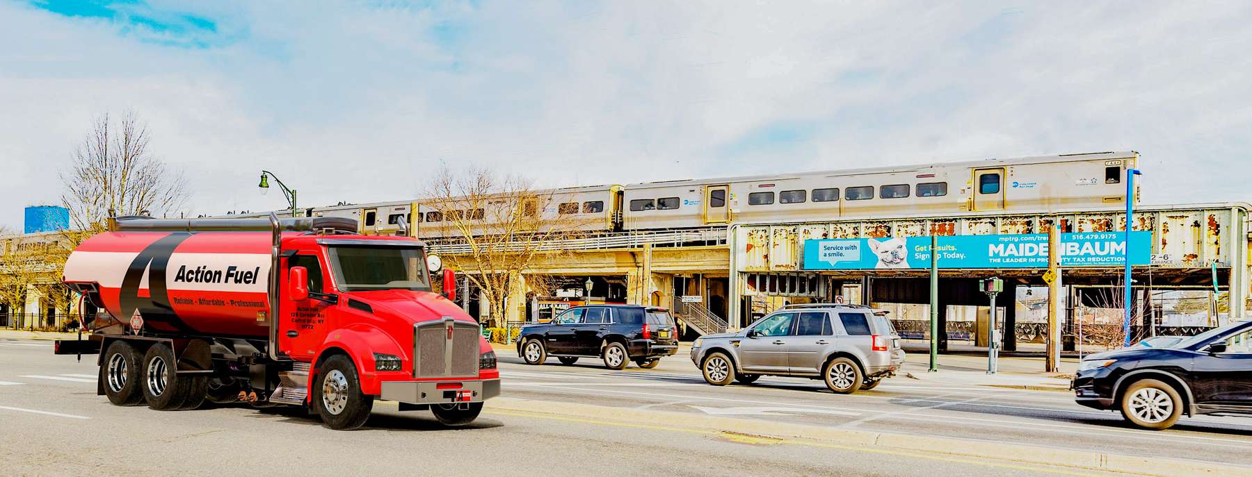 Abalene Plumbing & Heating Heating Oil Truck Abalene Plumbing & Heating residential home heating oil truck at the intersection of Sunrise Highway and Hewlett Avenue in Merrick, Long Island, New York delivering fuel oil.