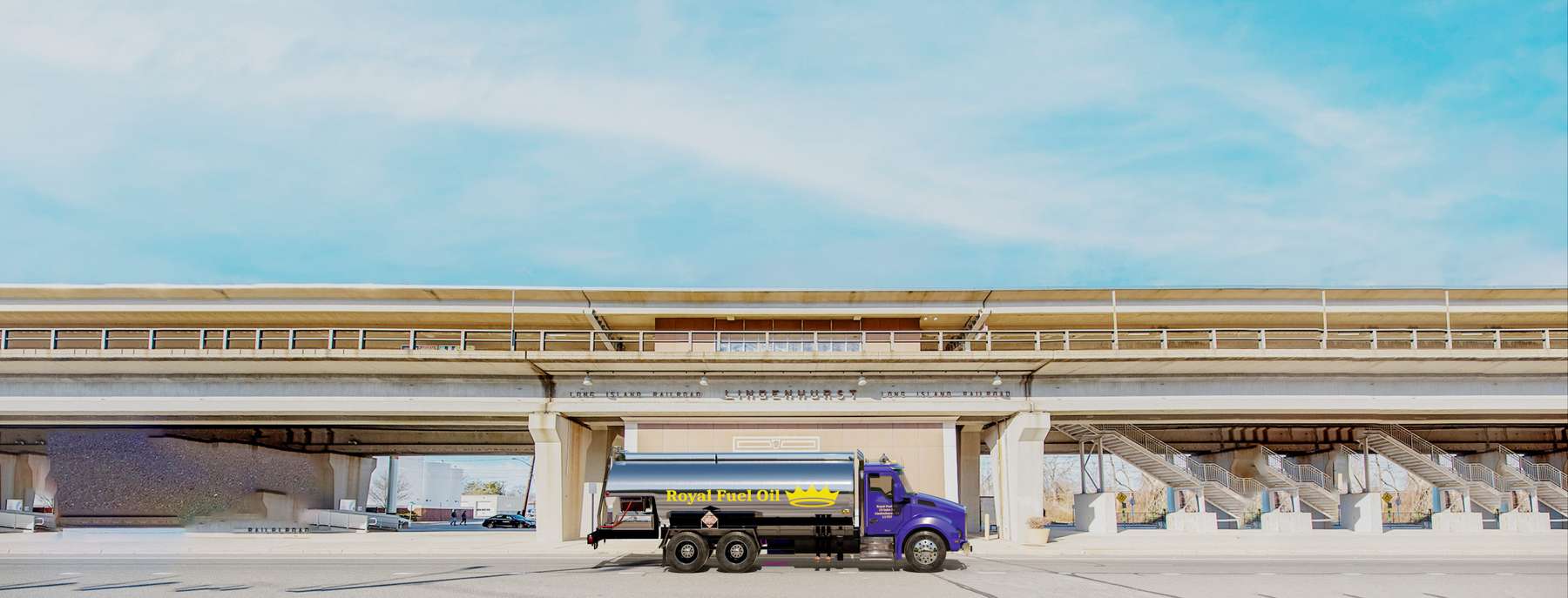 Royal Fuel Oil Heating Oil Truck Royal Fuel Oil residential home heating oil truck at the LIRR station in Lindenhurst, Long Island, New York delivering fuel oil.
