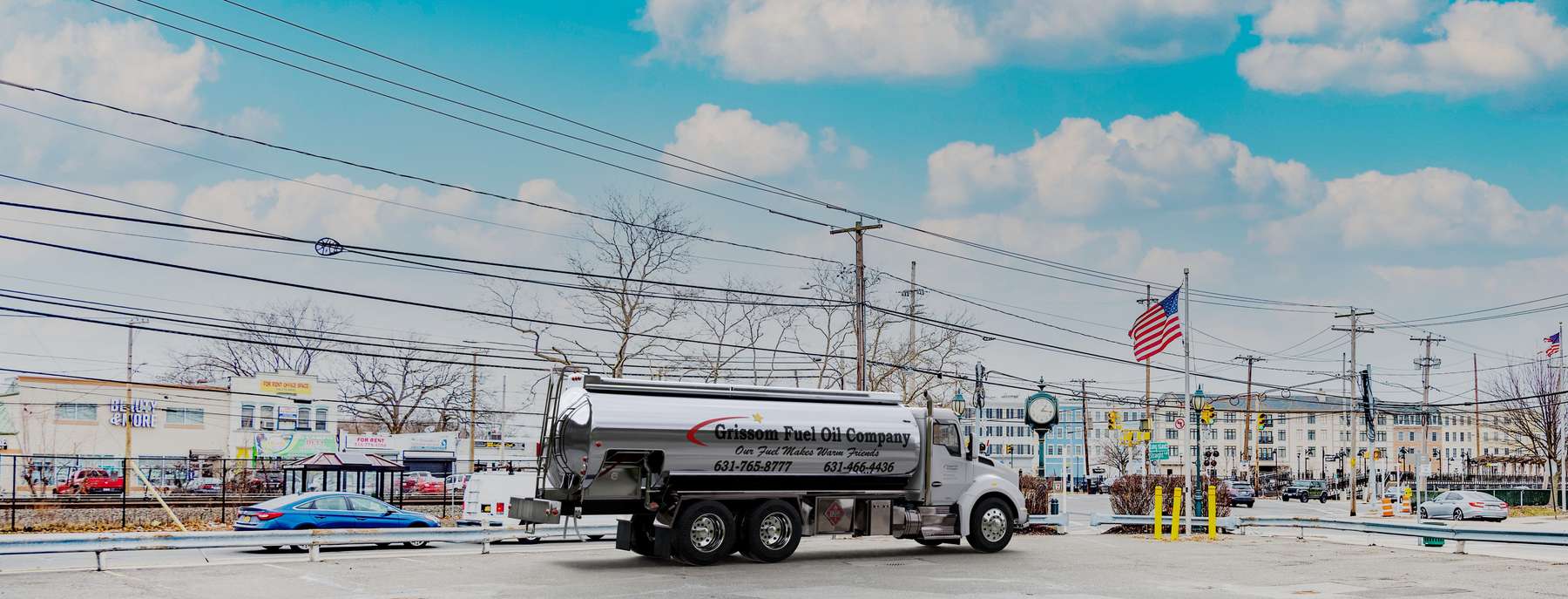 Genesis Heating Oil Truck Genesis residential home heating oil truck on Secatogue Avenue in Farmingdale, Long Island, New York delivering fuel oil.