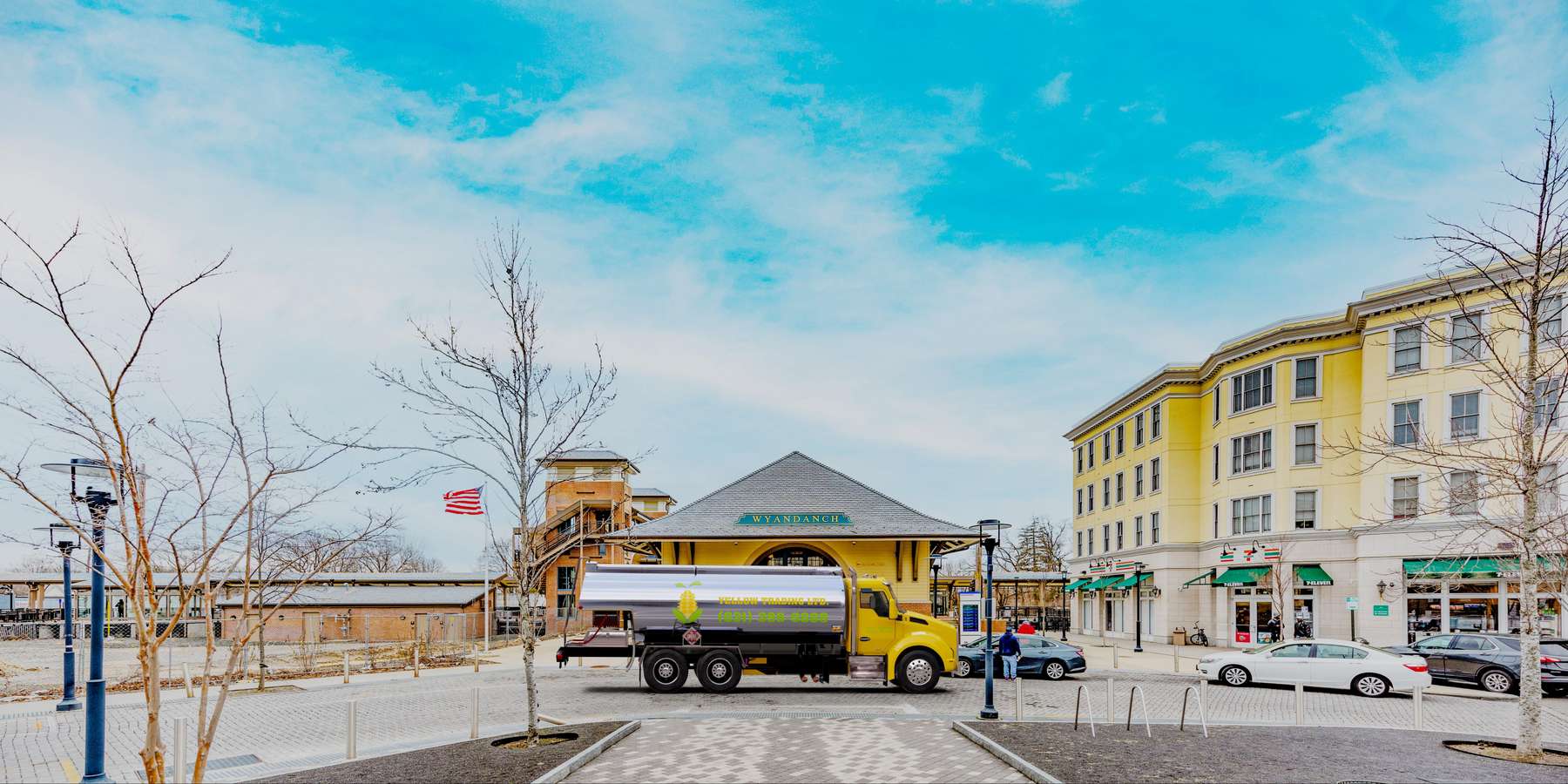Residential heating oil truck parked on Station Drive in Wyandanch, Long Island, New York delivering fuel oil. Residential heating oil truck parked on Station Drive in Wyandanch, Long Island, New York delivering fuel oil.