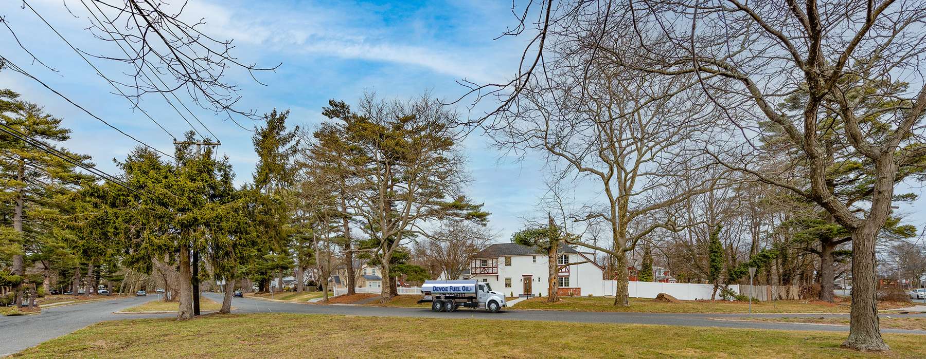 Devoe Fuel Oil Heating Oil Truck Devoe Fuel Oil residential home heating oil truck on a cloudy afternoon in Shirley, Long Island, New York delivering fuel oil.